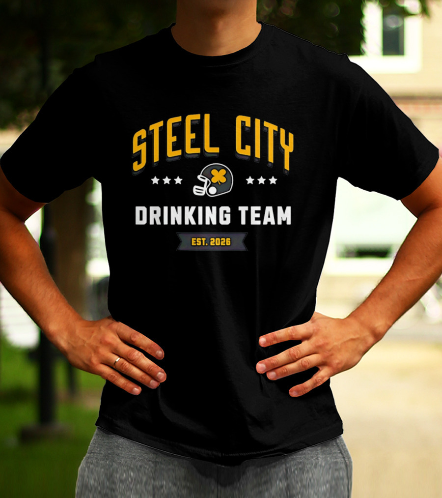 Steel City Drinking Team Est 2026 Football Helmet Stars T-Shirt
