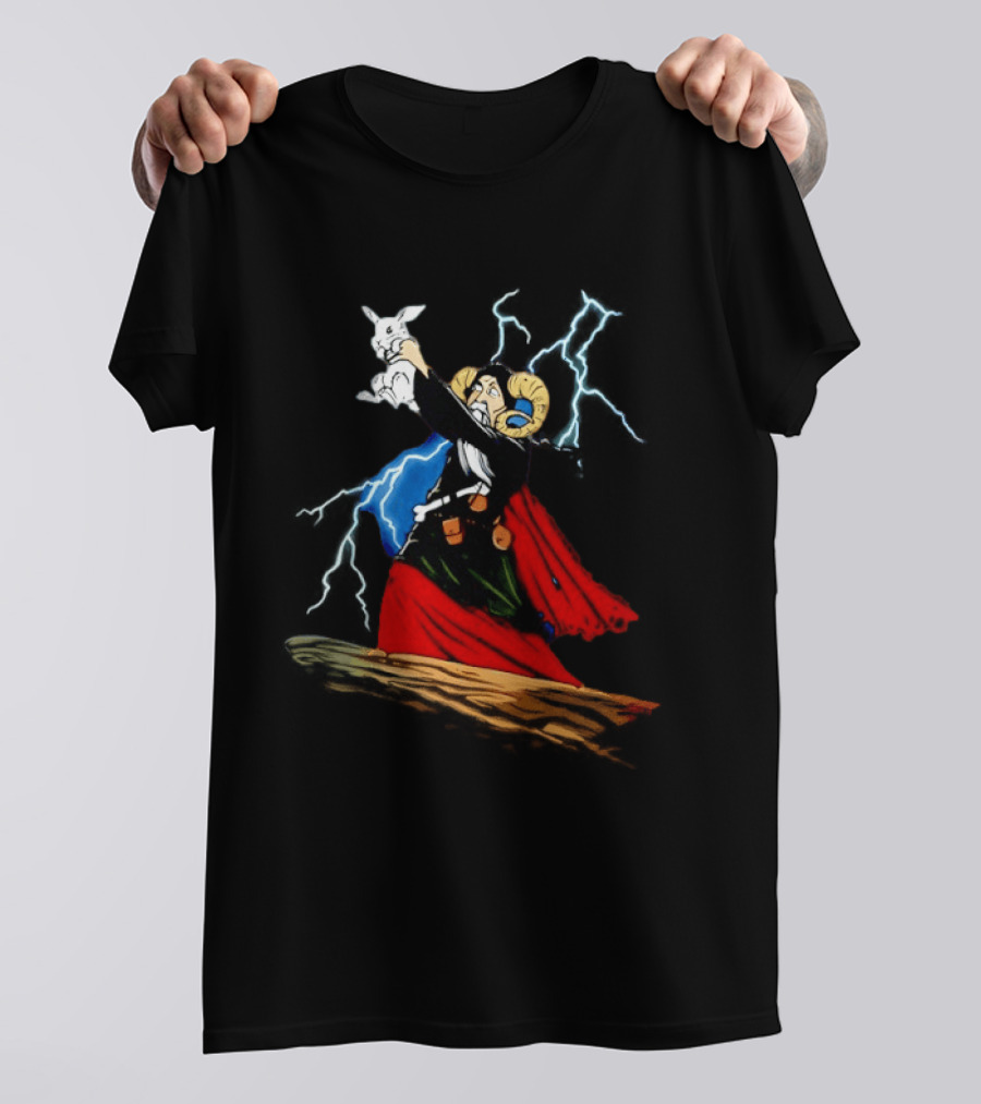 Tim The Enchanter Monty Python Wizard Holding Killer Rabbit Iconic Movie Scene T-Shirt