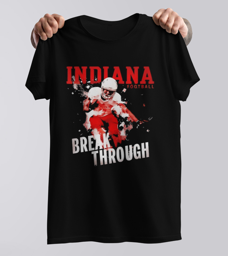Indiana Hoosiers Football Break Through Bold Red Team Spirit T-Shirt