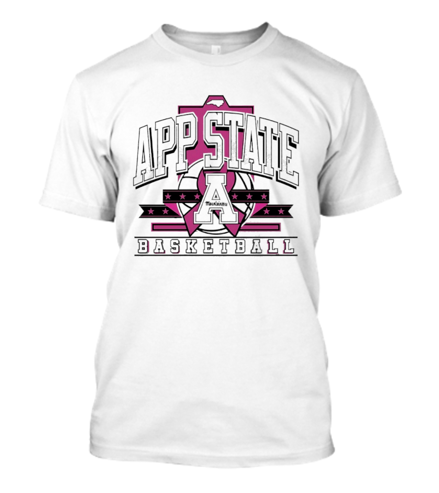 App State A Basketball Emblem With Pink Ribbon And Stars T-Shirt