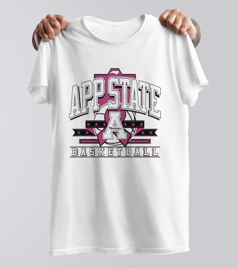 App State A Basketball Emblem With Pink Ribbon And Stars T-Shirt