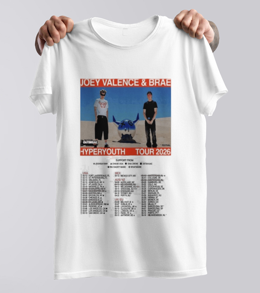 Joey Valence & Brae Hyperyouth Tour 2026 Festival Outbreak T-Shirt