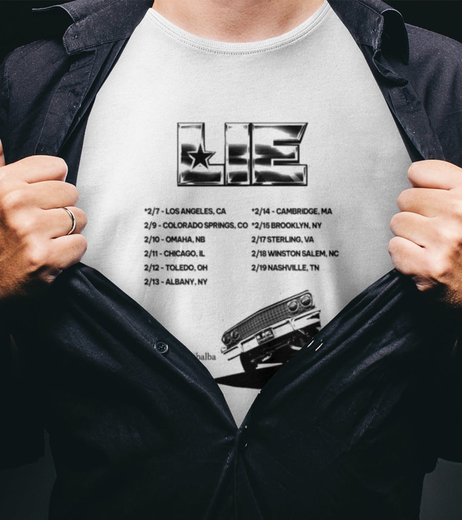 LIE Supporting Xibalba February Tour 2026 San Bernardino Mexico Anaheim New York Louisville Portland Minneapolis T-Shirt