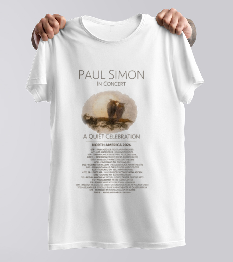 Paul Simon In Concert A Quiet Celebration North America 2026 Tour Dates And Locations Oval Central T-Shirt