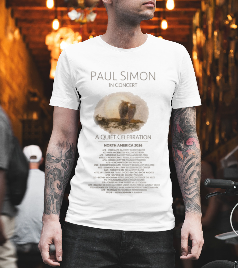 Paul Simon In Concert A Quiet Celebration North America 2026 Tour Dates And Locations Oval Central T-Shirt
