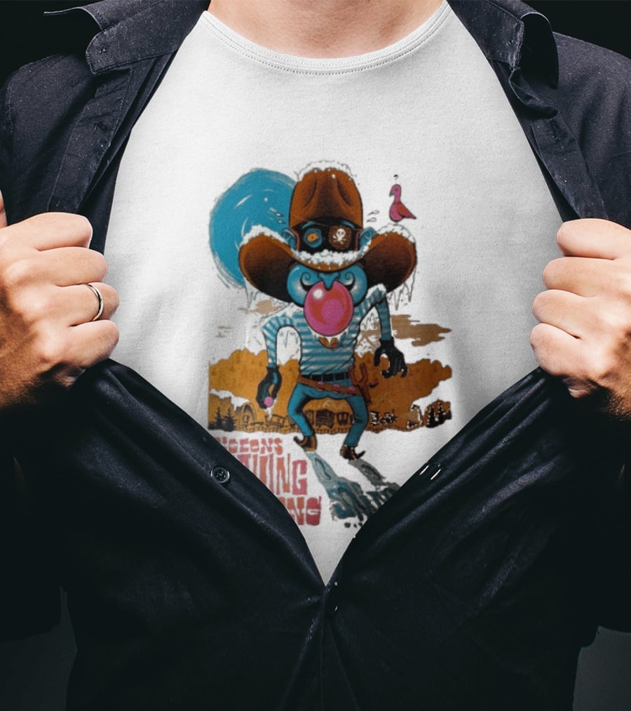 Pigeons Playing Ping Pong February 6 7 2026 Pittsburgh PA Cowboy Alien Theme With Pink Bubblegum And Purple Pigeon T-Shirt