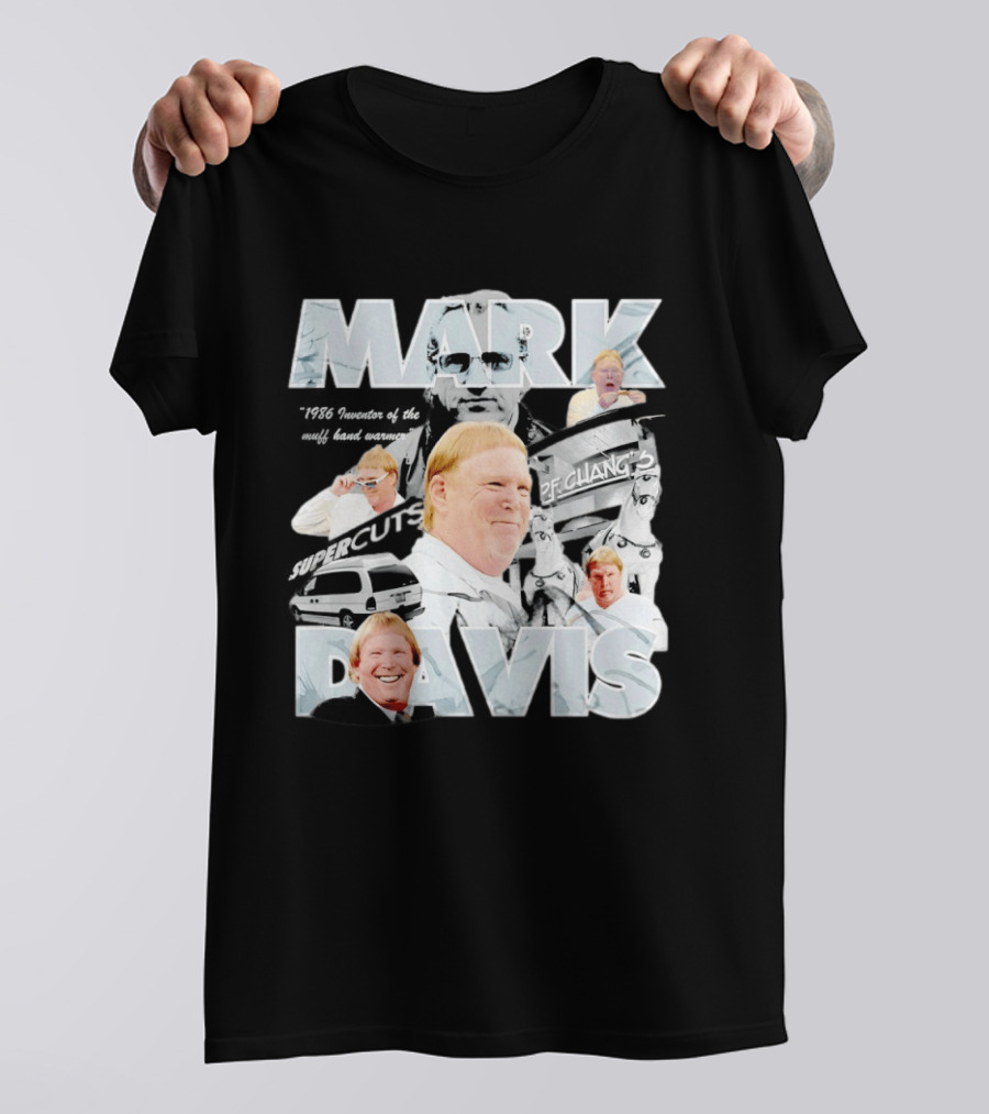 Mark Davis 1986 Inventor Of The Muff Hand Warmer Raiders Monochrome Humor T-Shirt