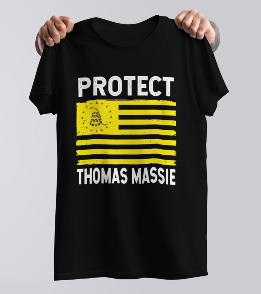 Protect Thomas Massie Gadsden Flag Yellow T-Shirt