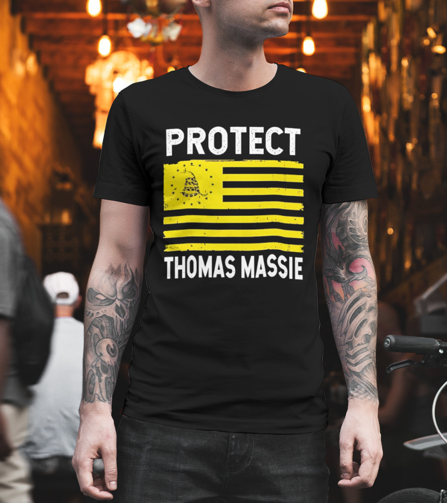 Protect Thomas Massie Gadsden Flag Yellow T-Shirt