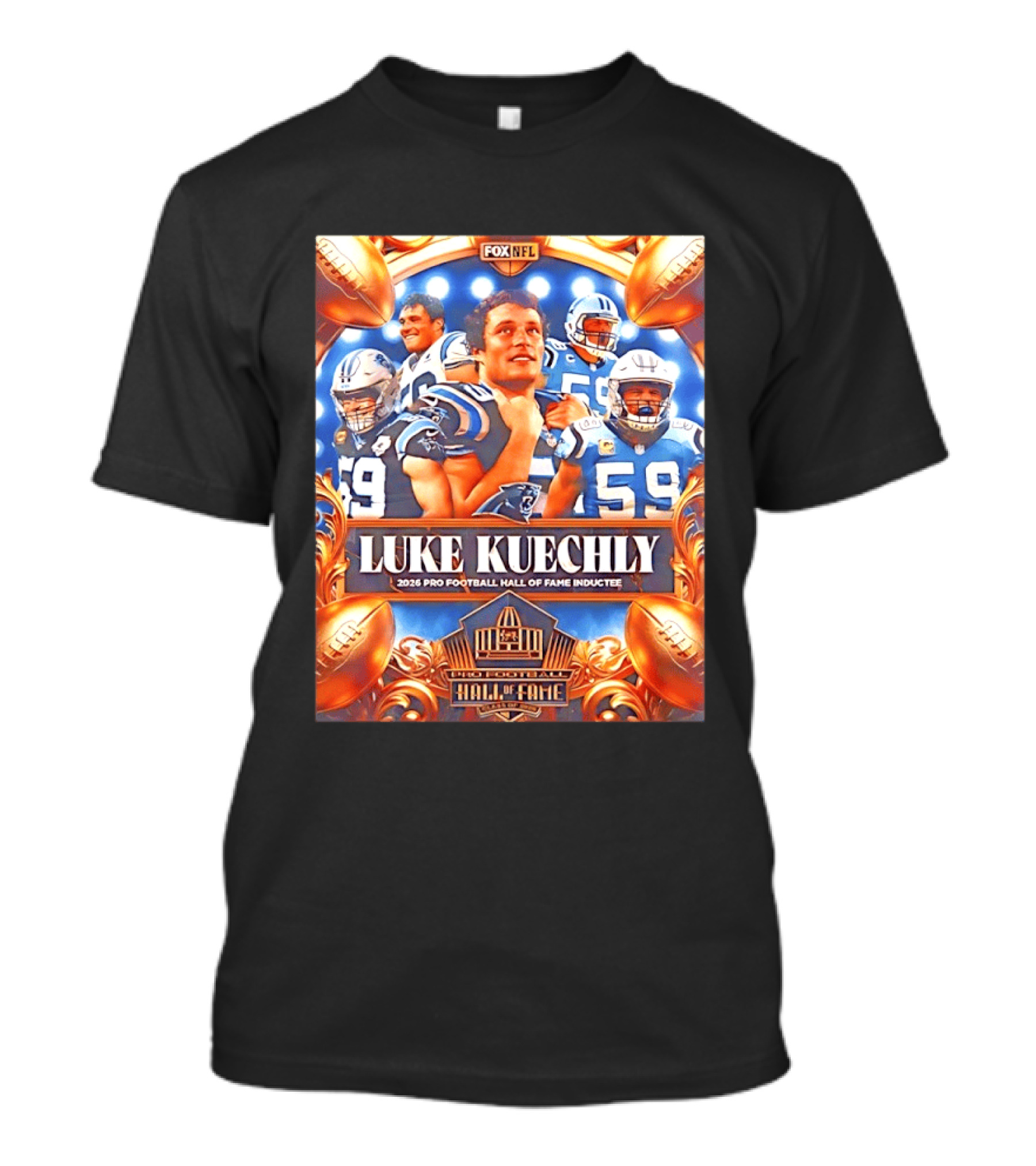 Luke Kuechly 2026 Pro Football Hall Of Fame Inductee Carolina Panthers NFL T-Shirt