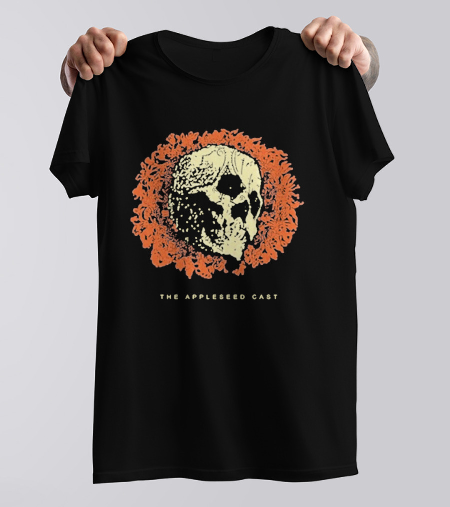 The Appleseed Cast Skull Surrounded By Vibrant Orange Flowers T-Shirt