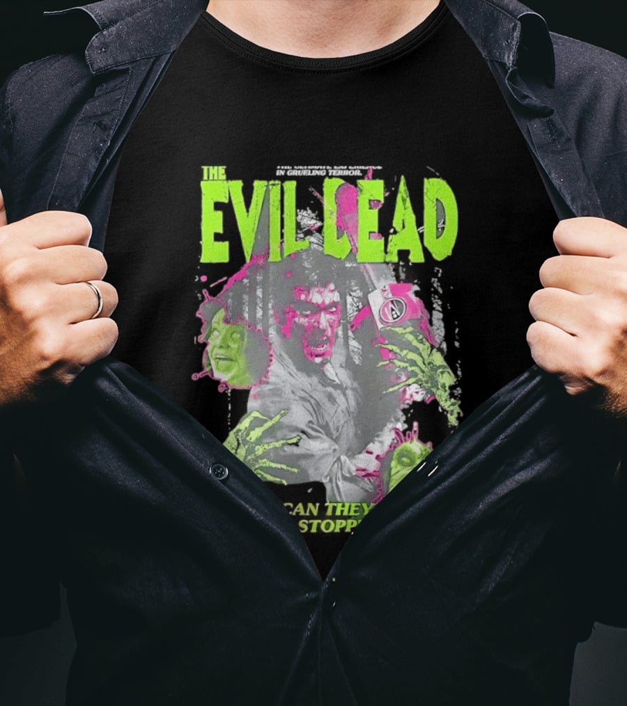 THE EVIL DEAD CAN THEY BE STOPPED Horror Movie Groovy Ash Williams 1981 T-Shirt