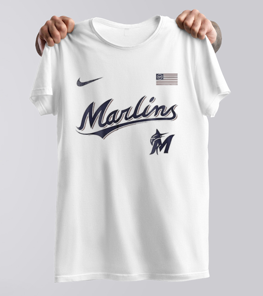 Miami Marlins Nike American Flag 250th Anniversary USA T-Shirt