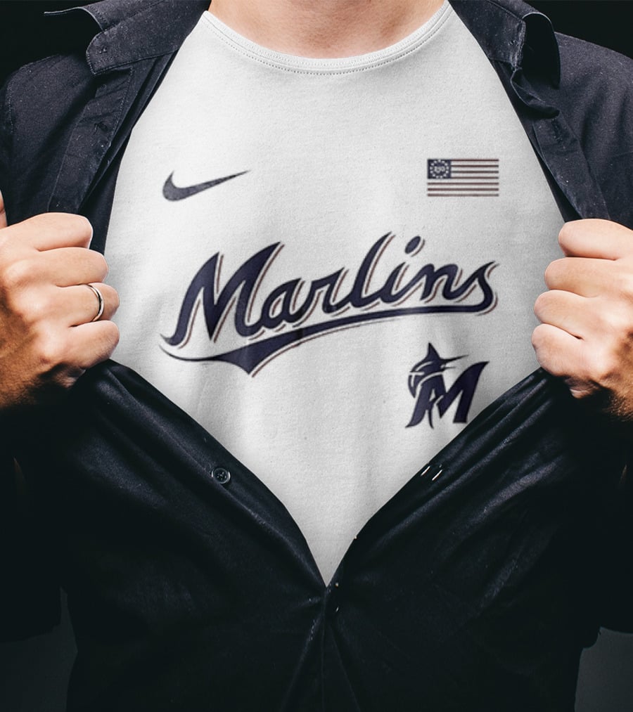 Miami Marlins Nike American Flag 250th Anniversary USA T-Shirt