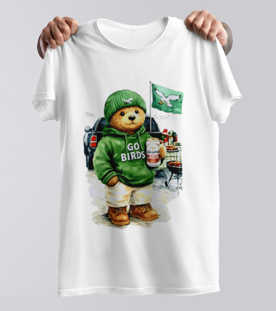 Tailgating Bear Go Birds Eagle Lager Football Fan Party T-Shirt