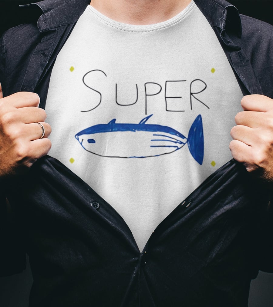 BTS Jin Super Tuna Drawing Blue Fish T-Shirt