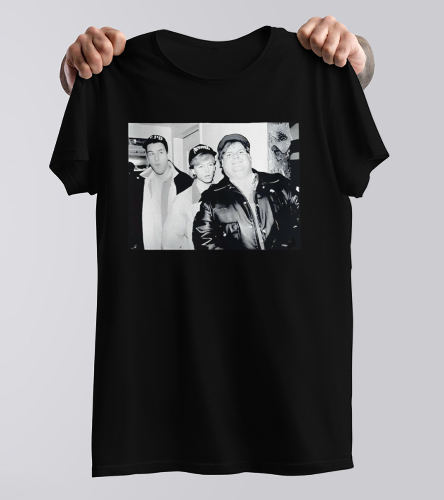 Adam Sandler Chris Farley David Spade NYPD Chicago Black And White Photo T-Shirt