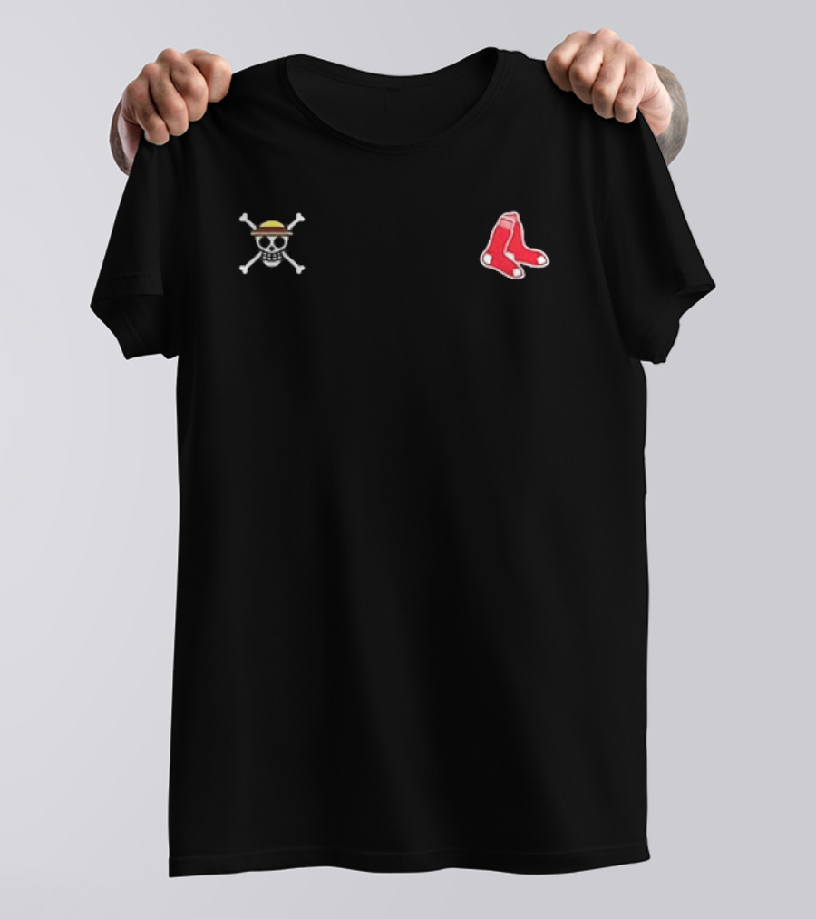 Boston Red Sox 2026 One Piece Luffy Chibi Jolly Roger Symbol And Socks T-Shirt