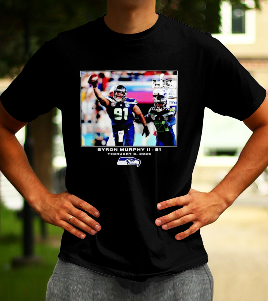 Byron Murphy II Seattle Seahawks Super Bowl LXI February 1 2026 T-Shirt