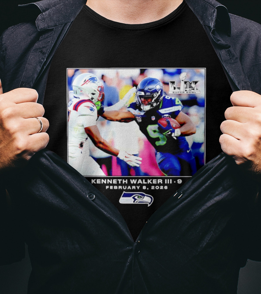 Kenneth Walker III Seattle Seahawks Super Bowl LIX Football 2026 T-Shirt