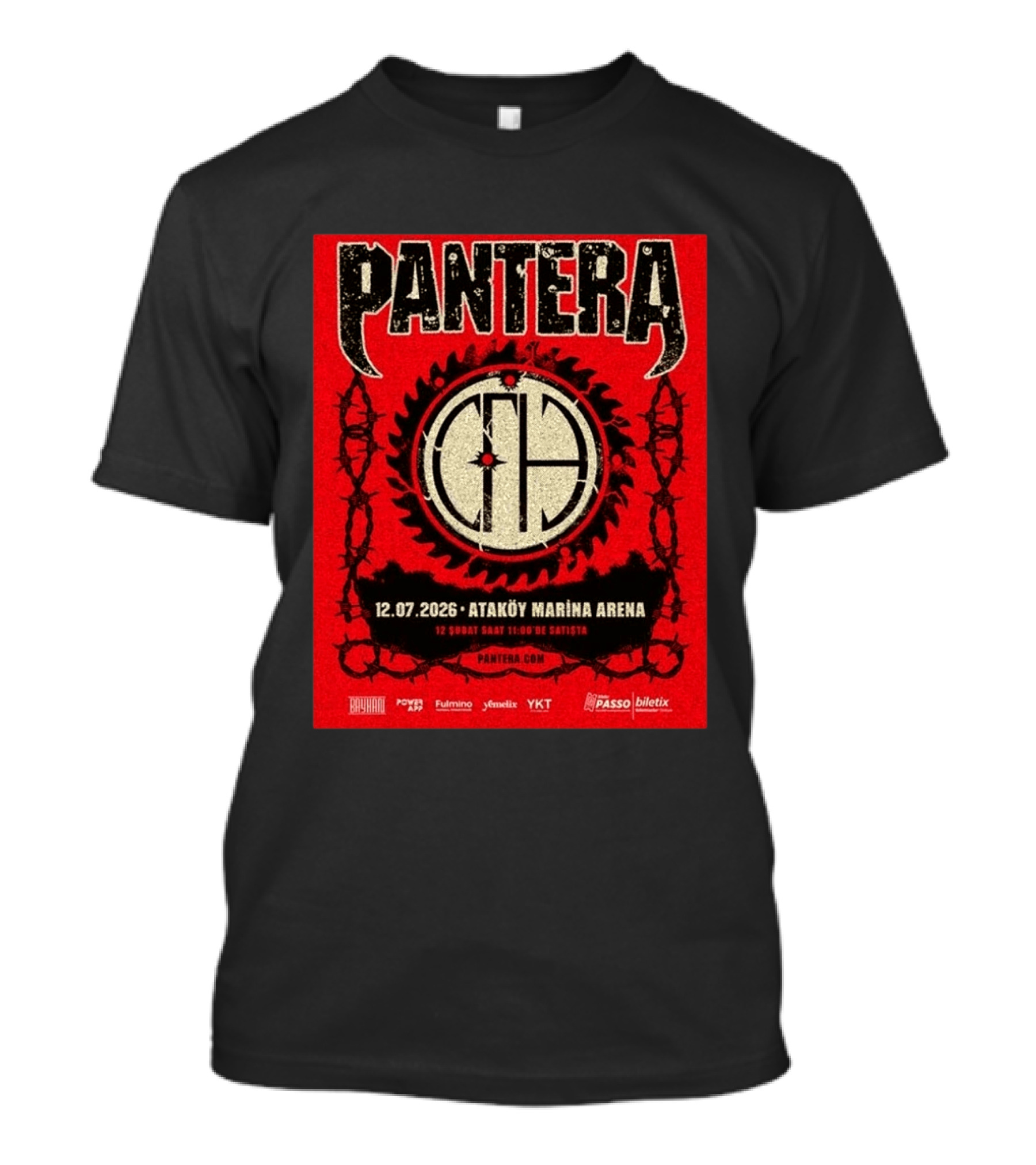 Pantera Istanbul 2026 Ataköy Marina Arena July 12 Concert Event T-Shirt