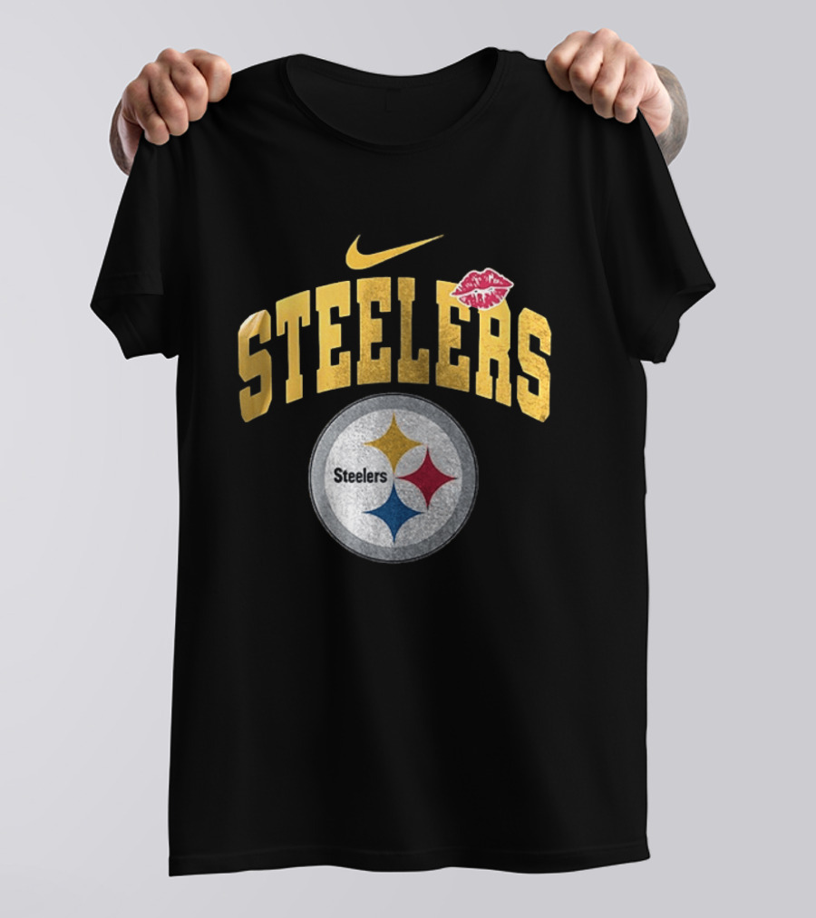 Pittsburgh Steelers Nike Makeup Artist Logo With Lip Print T-Shirt