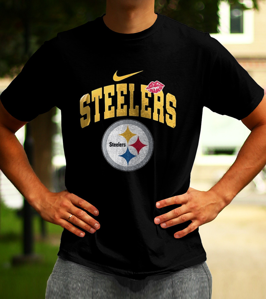 Pittsburgh Steelers Nike Makeup Artist Logo With Lip Print T-Shirt