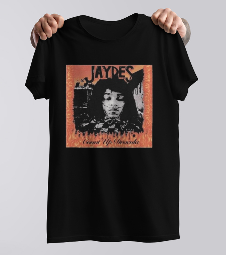 Jaydes Count Up Dracula Vintage Gothic Flames Checkerboard T-Shirt