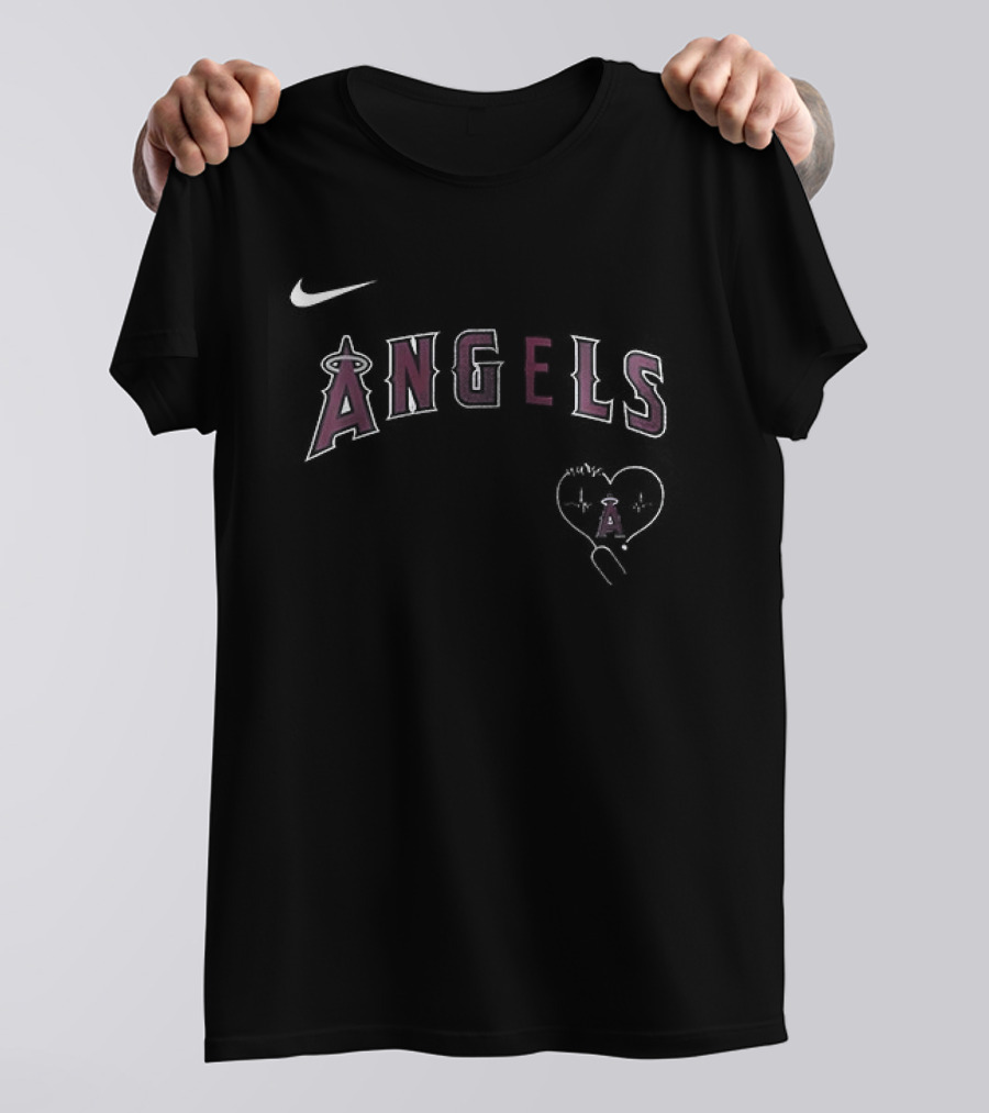 Los Angeles Angels Never Underestimate A Nurse Pink Ribbon T-Shirt