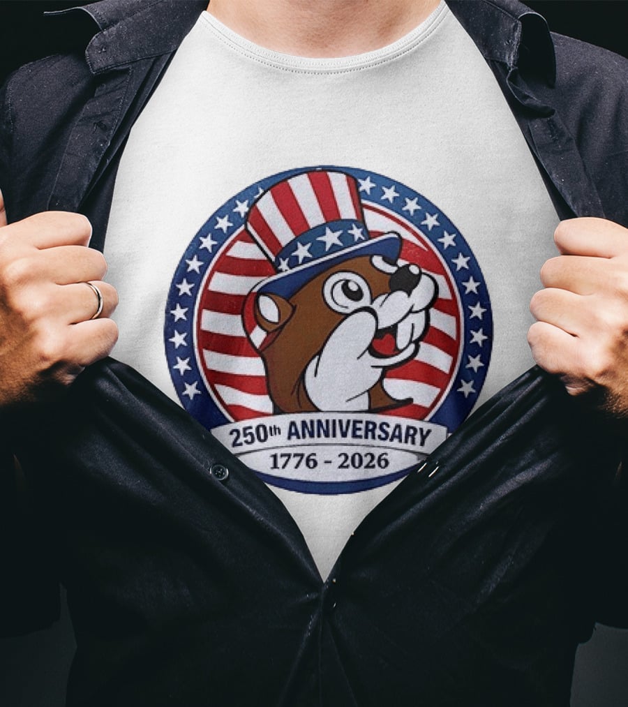 Buc Ee's 250th Anniversary 1776 2026 Patriotic Beavers With Stars And Stripes Hat T-Shirt