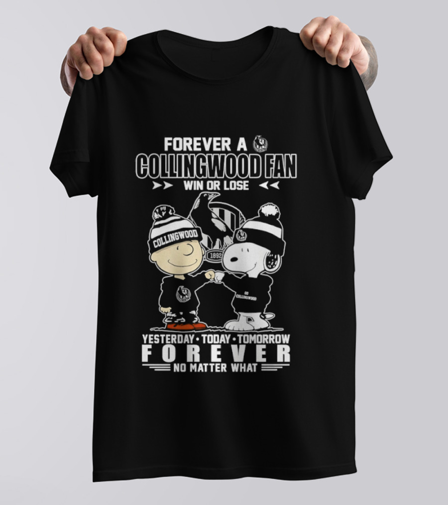 Snoopy And Charlie Brown Forever A Collingwood Fan Win Or Lose No Matter What T-Shirt