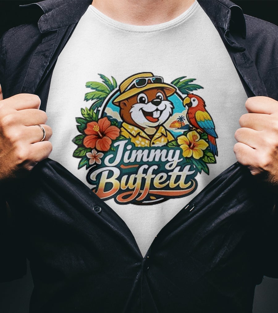 Jimmy Buffett Buc Ee's Tropical Parrot Hibiscus Island Vibes T-Shirt