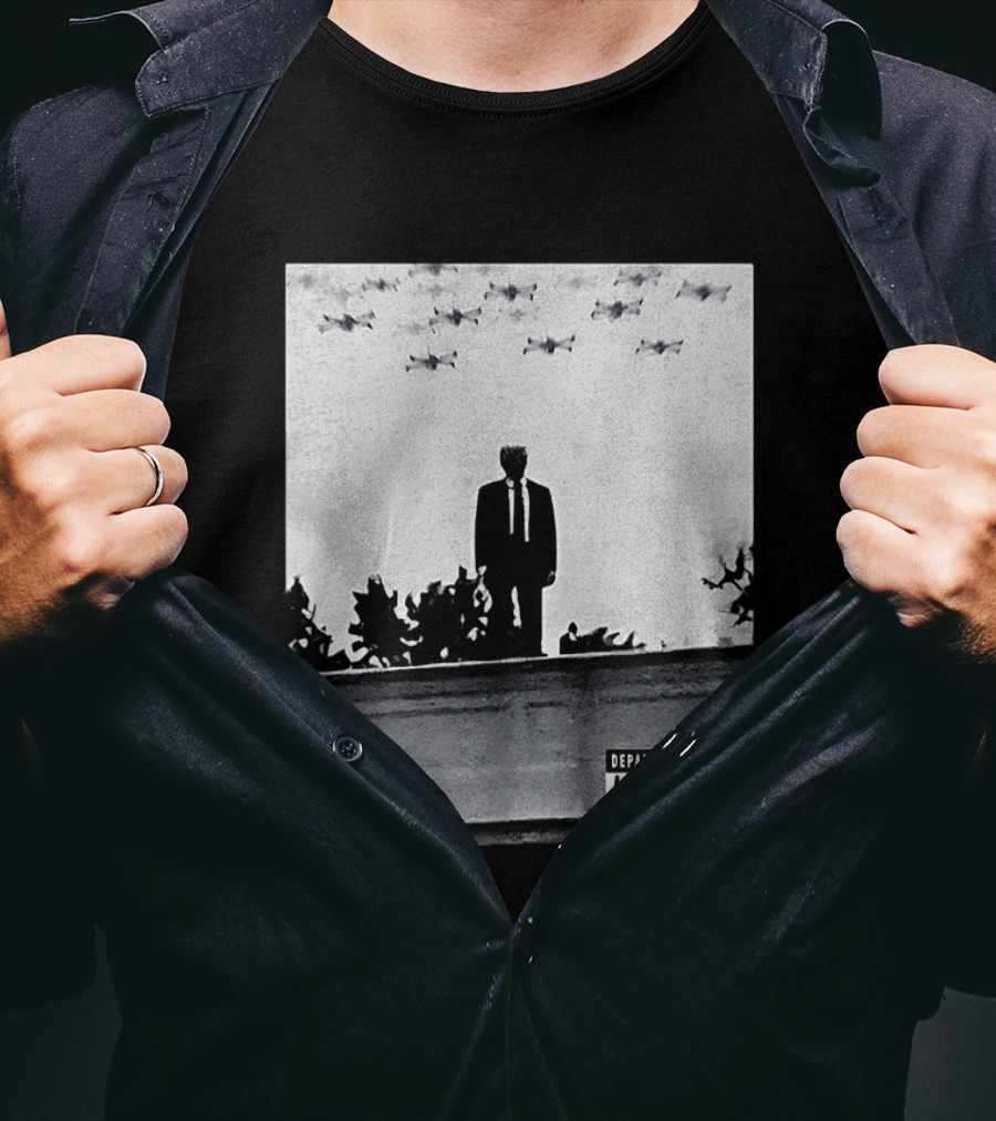 Trump Standing Tall With Advisory Research Warplanes Overhead T-Shirt