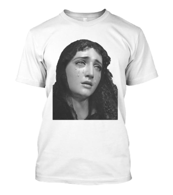 Null Society Virgin Mary Crying Statue Iconic Religious T-Shirt