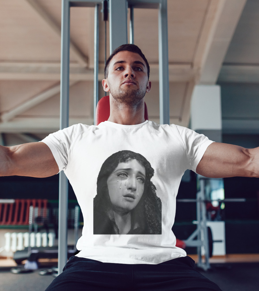 Null Society Virgin Mary Crying Statue Iconic Religious T-Shirt