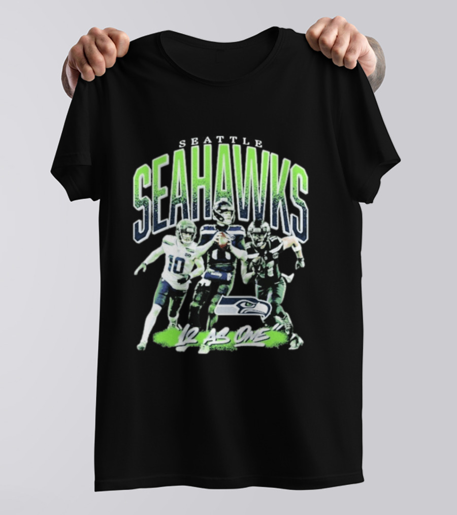 Seattle Seahawks 12 As One Nike Black Loose Crewneck T-Shirt