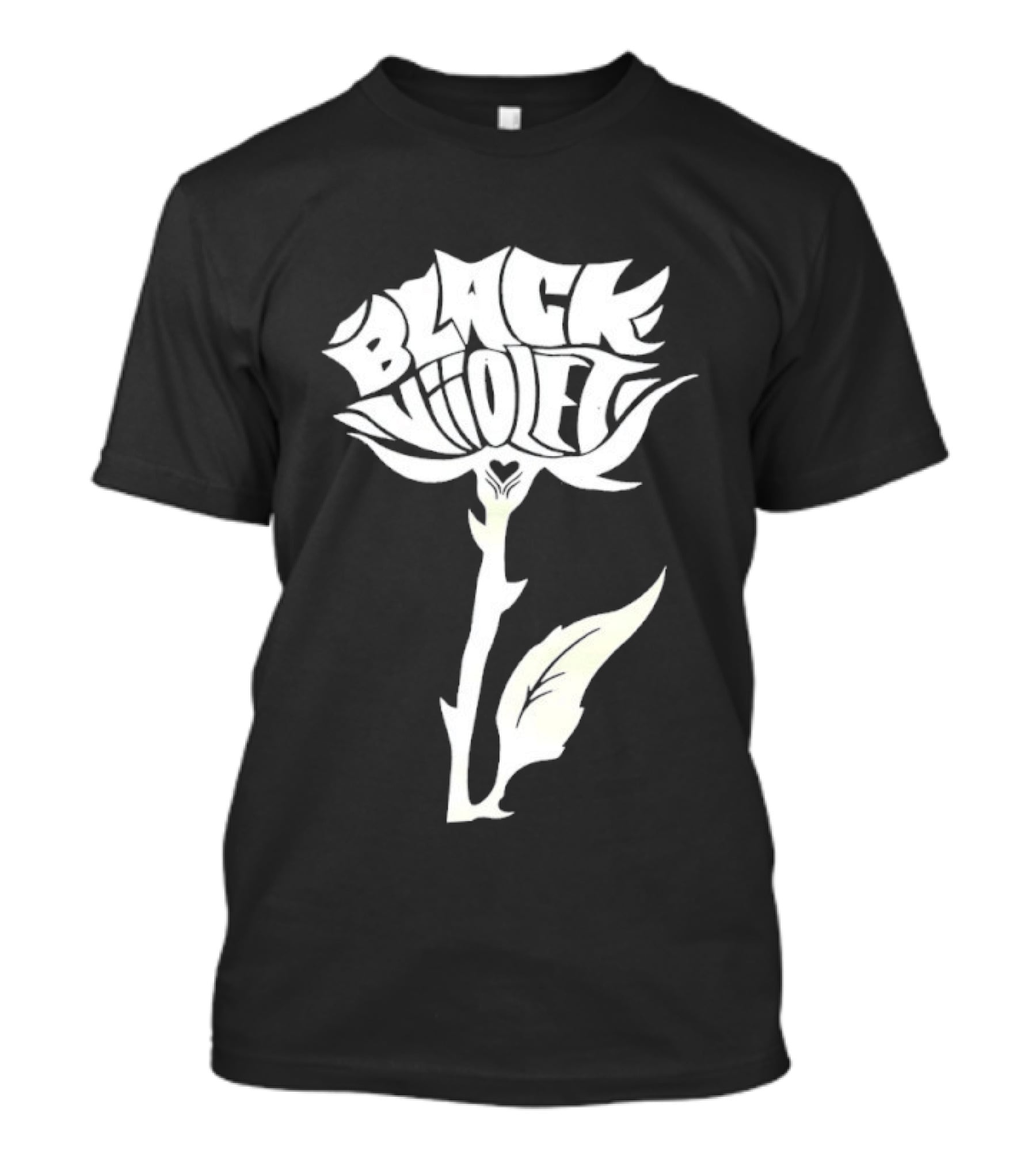 Black Viiolet Rose Shape Botanical T-Shirt