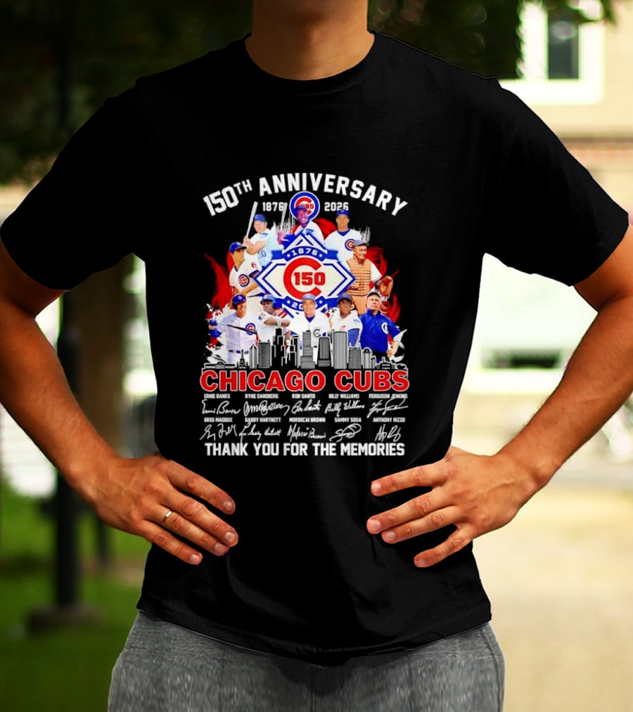 150th Anniversary Chicago Cubs 1876 2026 Skyline Thank You For The Memories T-Shirt