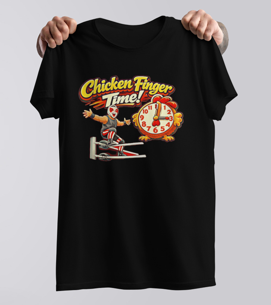 Chicken Finger Time Luchador Cartoon With Chicken T-Shirt