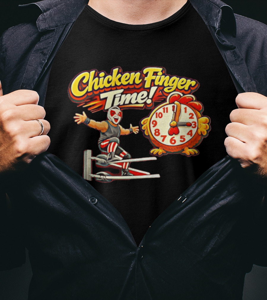 Chicken Finger Time Luchador Cartoon With Chicken T-Shirt