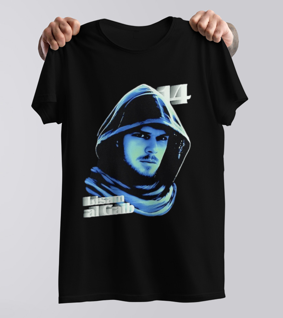 Lisam Al Gaib 14 Hooded Figure Mysterious Blue Aura T-Shirt