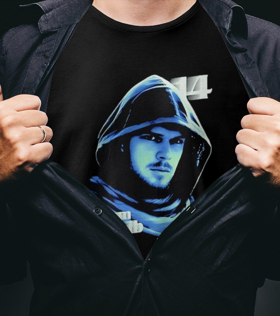 Lisam Al Gaib 14 Hooded Figure Mysterious Blue Aura T-Shirt