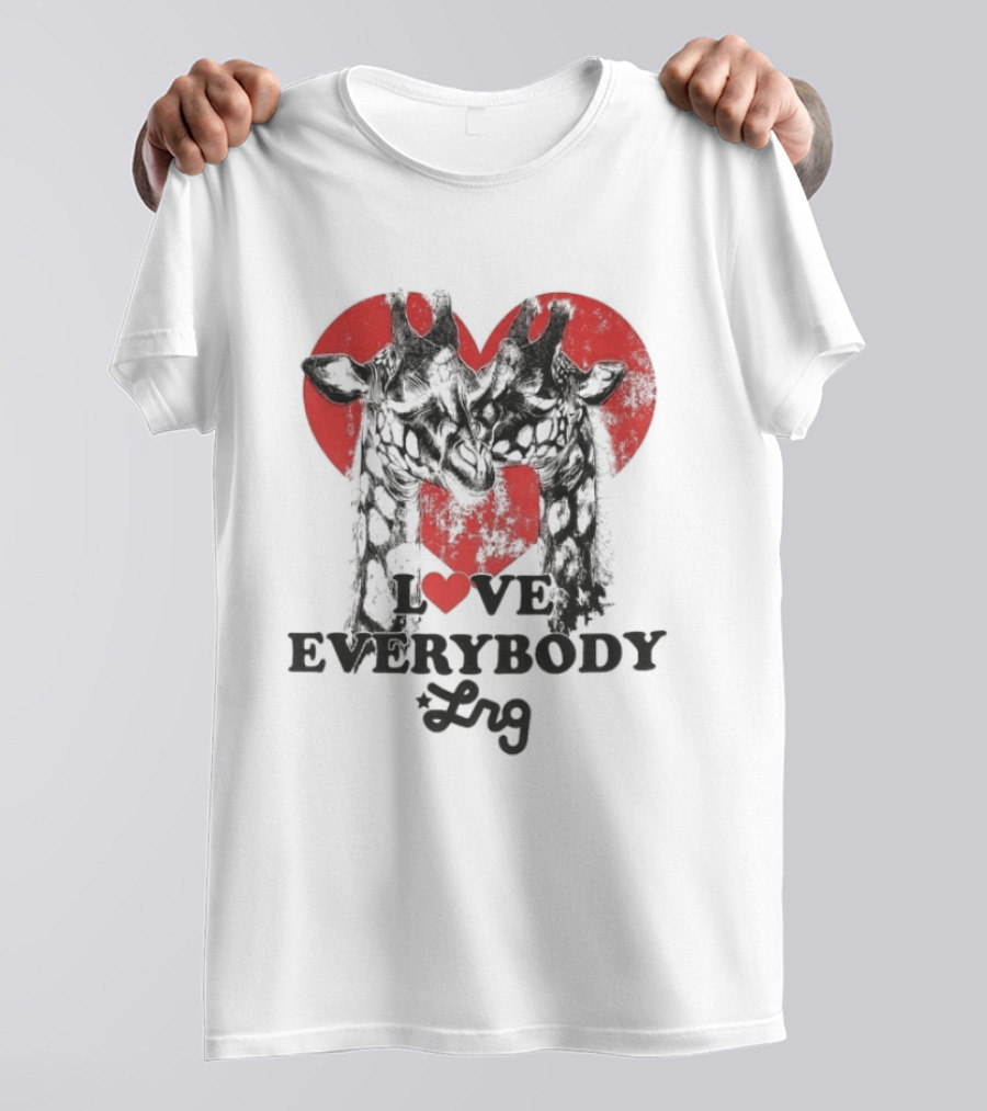 L R G Love Everybody Red Heart Giraffes T-Shirt