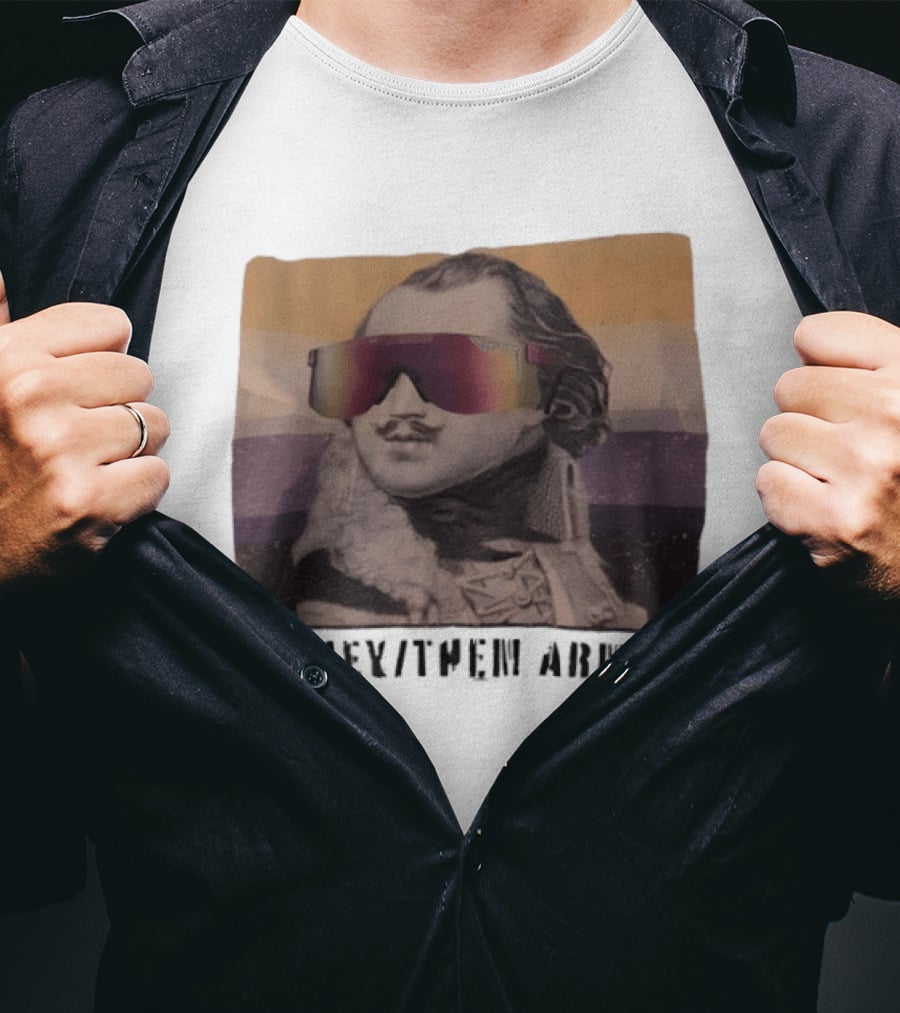 They Them Army Historical Figure Portrait With Sunglasses T-Shirt
