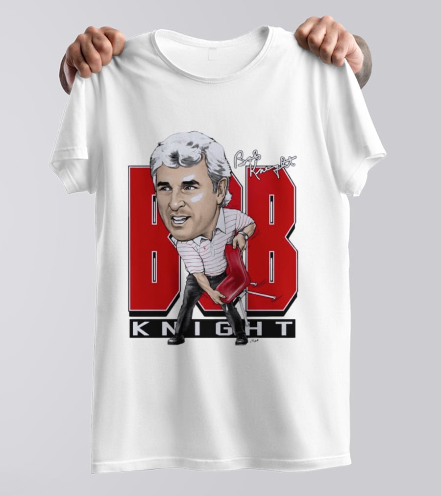 Bob Knight Chair Throw Caricature Signature Red Chair T-Shirt