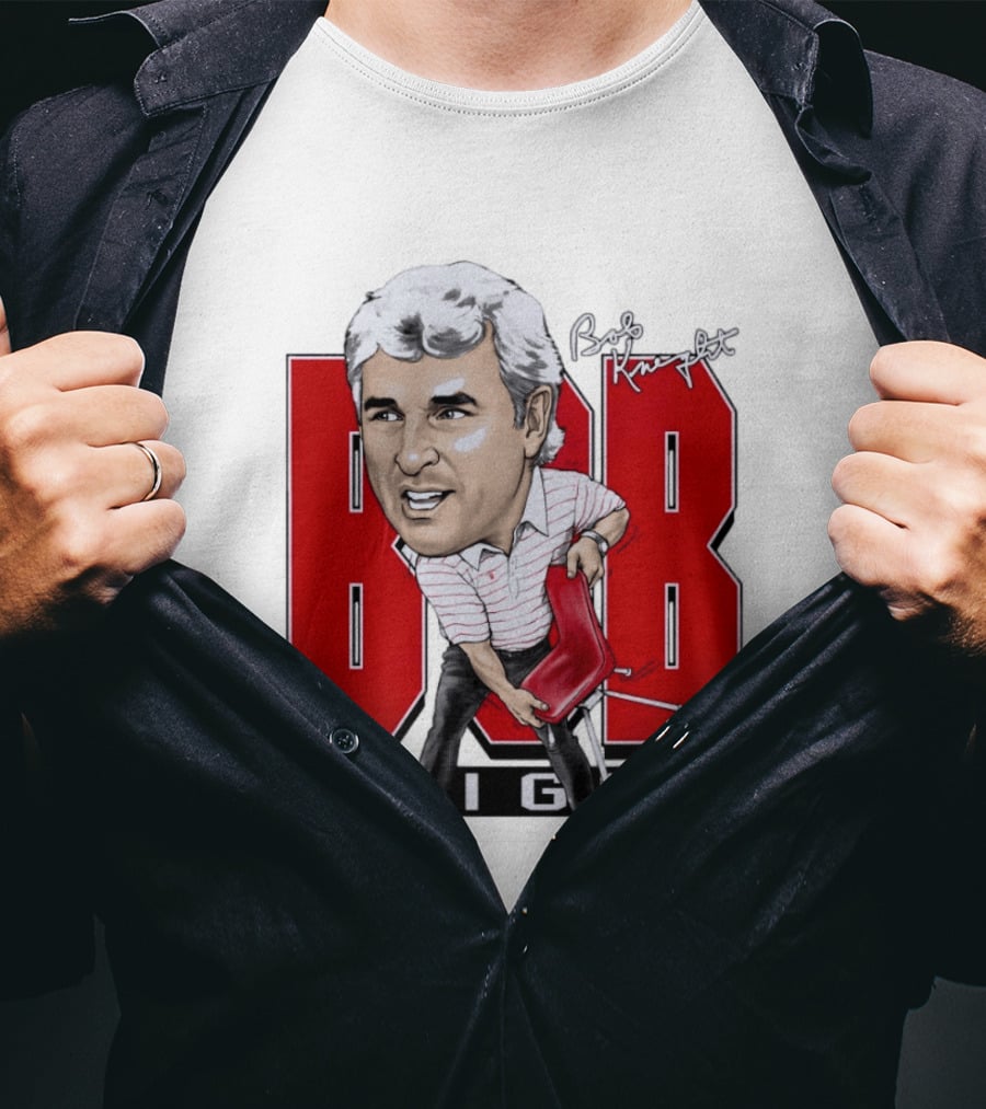 Bob Knight Chair Throw Caricature Signature Red Chair T-Shirt
