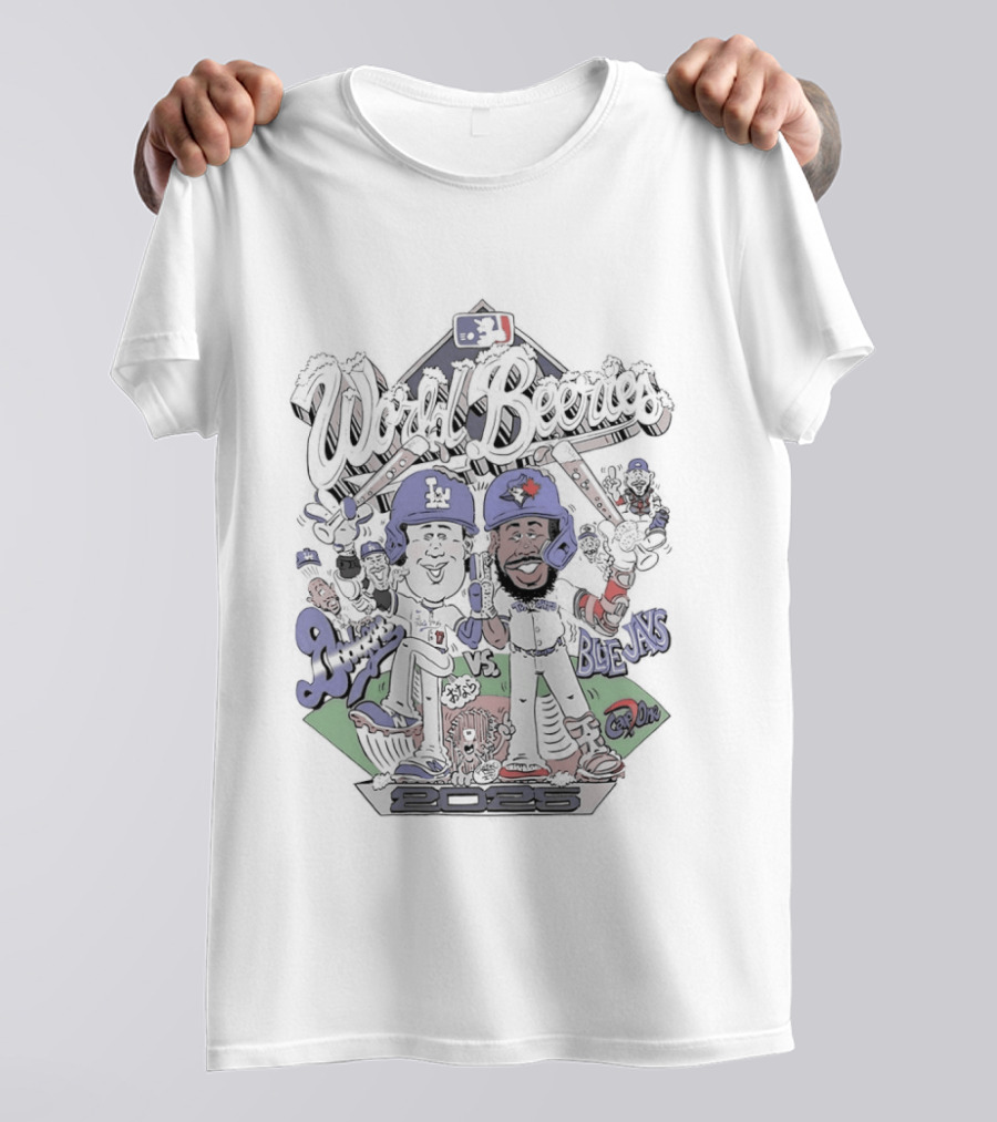 World Beeries Los Angeles Dodgers Vs Toronto Blue Jays Caricature MLB Baseball T-Shirt