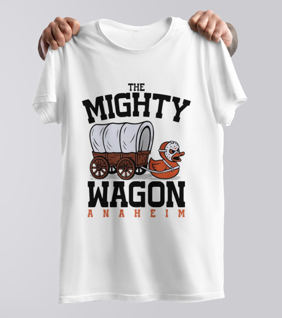 The Mighty Wagon Anaheim Ducks Hockey Cart Duck T-Shirt