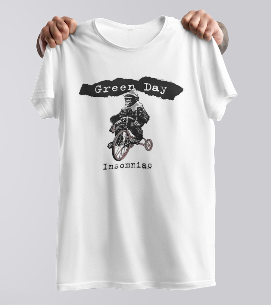 Green Day Insomniac Monkey Riding Bicycle T-Shirt