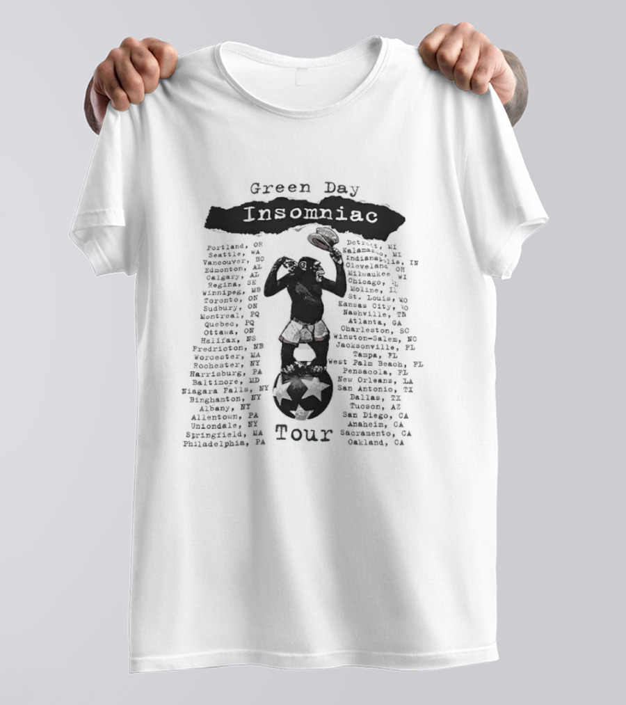 Insomniac Monkey Riding With Green Day Tour Reference T-Shirt